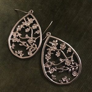 Silver Earrings with Ornate Floral Design